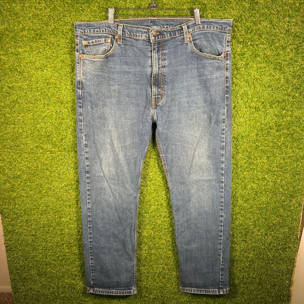 Levis 505 Regular Fit Blue Denim Jeans Mens 42x32 Medium Wash 00505-1455
